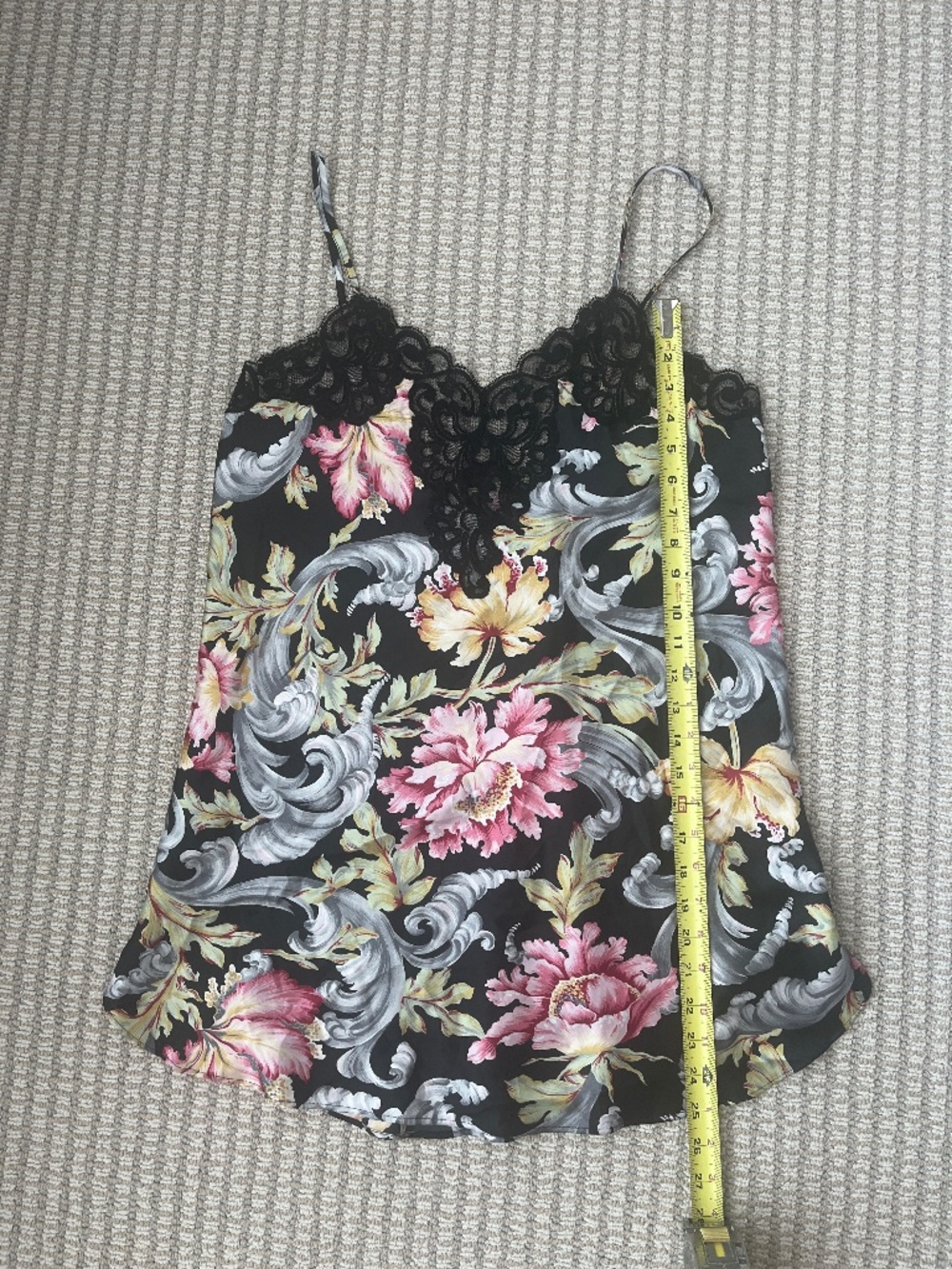 Natori Black Floral Chemise Nightgown Slip Dress Size L - Picture 6 of 8